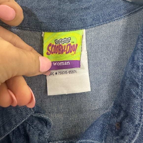 Y2K Scooby Doo Cartoon Network Denim Sleeveless Button Down Blouse Sz XXL - Picture 4 of 9